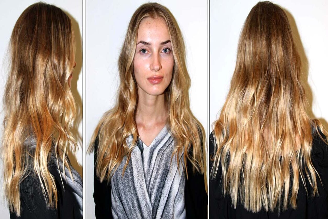 mèches caramel et miel sur cheveux châtain foncé